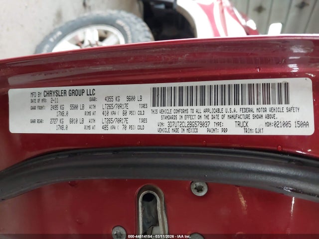 Продажа на аукционе авто 2011 Ram Ram 2500 Laramie, vin: 3D7UT2CL2BG579037, номер лота: 44514154