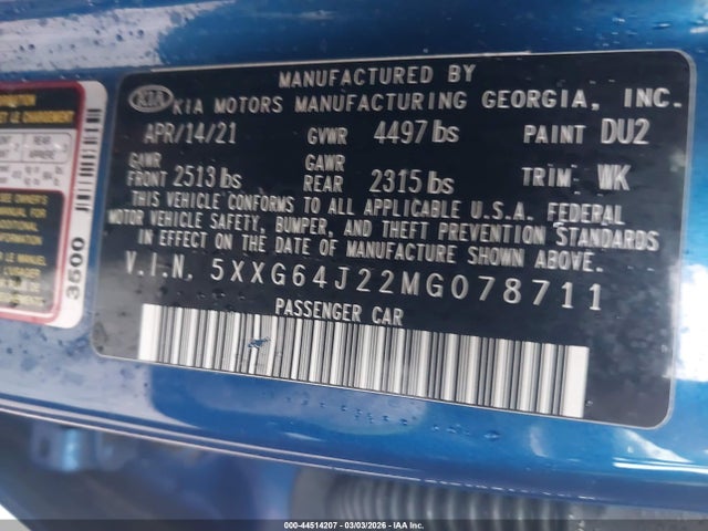 5XXG64J22MG078711 KIA K5 Gt-line