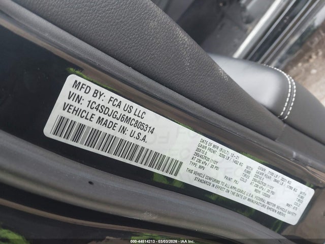Продажа на аукционе авто 2021 Dodge Durango Srt 392 Awd, vin: 1C4SDJGJ6MC805314, номер лота: 44514213