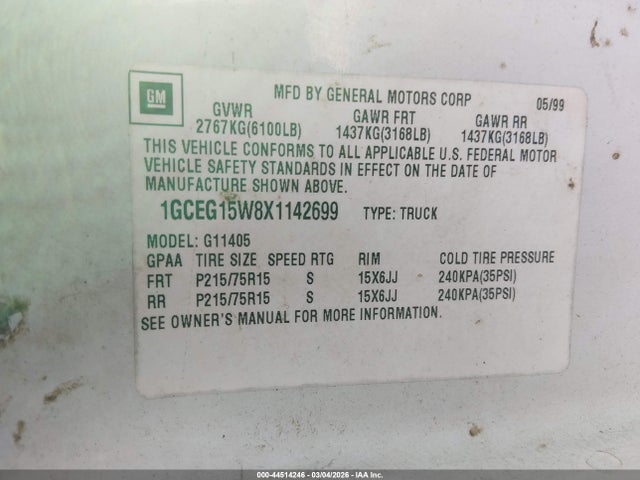 1999 CHEVROLET EXPRESS 1GCEG15W8X1142699 Photo 8