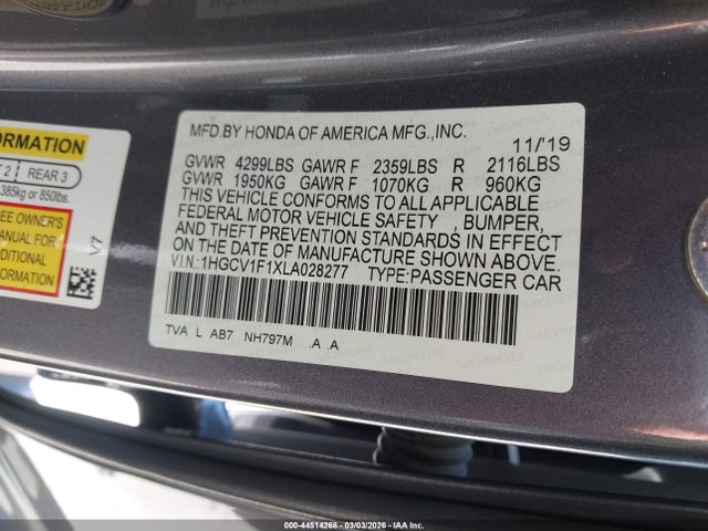 1HGCV1F1XLA028277 Honda ACCORD LX