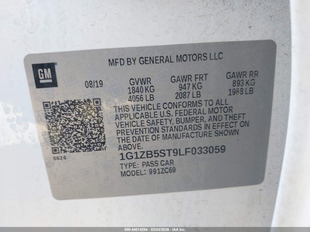 1G1ZB5ST9LF033059 Chevrolet Malibu Fwd Ls