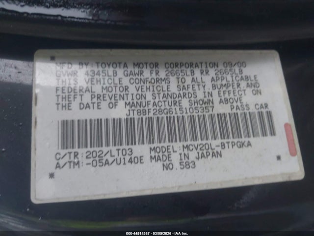 2001 LEXUS ES 300 JT8BF28G615105357 Photo 8