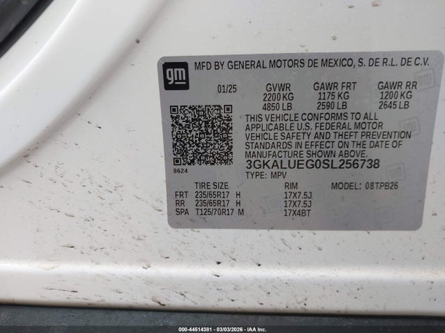 3GKALUEG0SL256738 GMC Terrain Awd Elevation