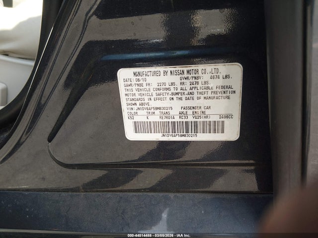 Продаж на аукціоні авто 2011 Infiniti G25 Journey, vin: JN1DV6AP5BM830215, номер лоту: 44514488