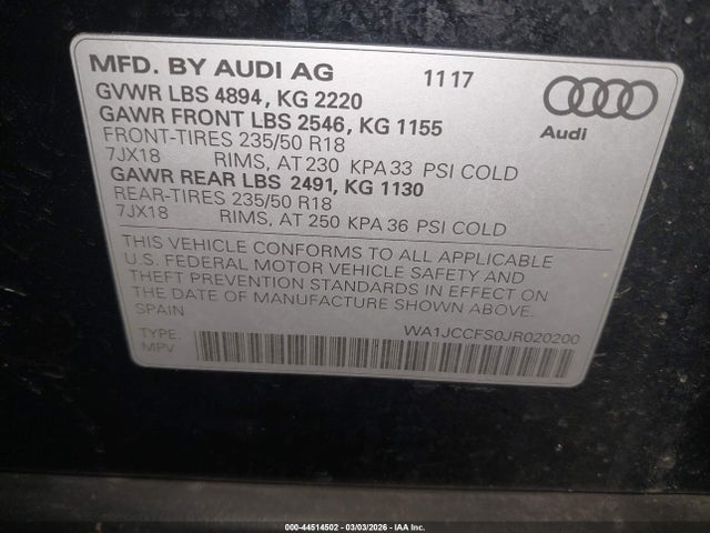 2018 AUDI Q3 WA1JCCFS0JR020200 Photo 8