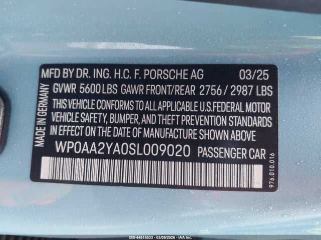 2025 PORSCHE PANAMERA WP0AA2YA0SL009020 Photo 8