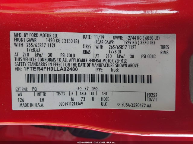 2020 FORD RANGER 1FTER4FH0LLA02480 Photo 8