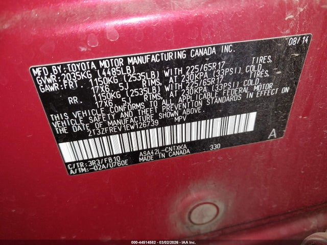 Toyota RAV4 LE 2014 2T3ZFREV1EW126739 Image 9