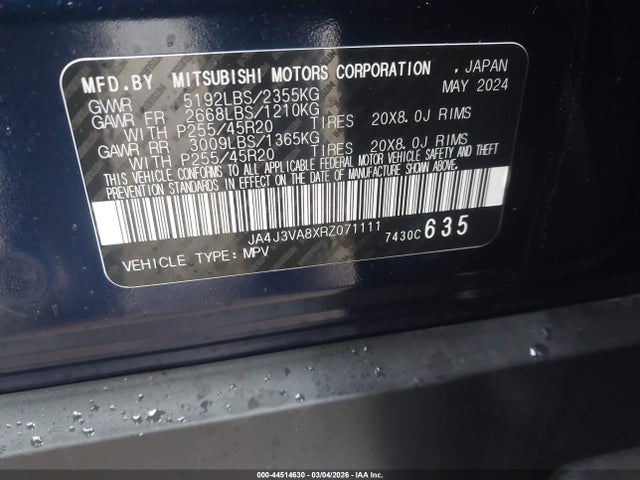 JA4J3VA8XRZ071111 Mitsubishi Outlander Se 2.5 2wd/se Black Edition S-awc/se Black Edition W/pano Roof S-awc