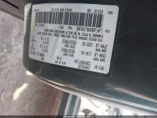 44514706 :رقم المزاد ، 1J4FJ68SXRL239366 vin ، 1994 Jeep Cherokee Sport مزاد بيع