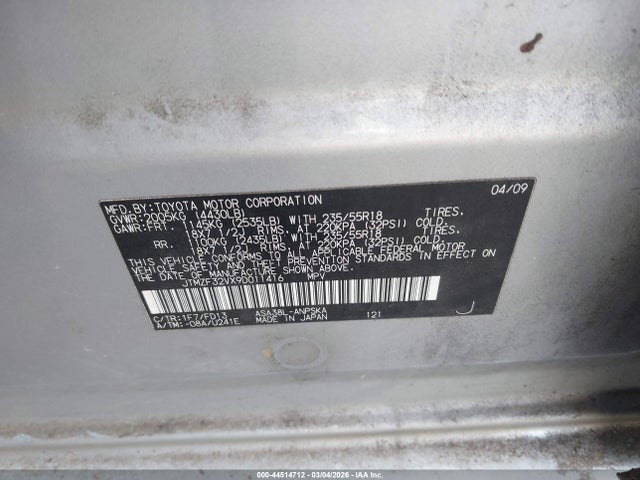 Продаж на аукціоні авто 2009 Toyota Rav4 Sport, vin: JTMZF32VX9D011416, номер лоту: 44514712