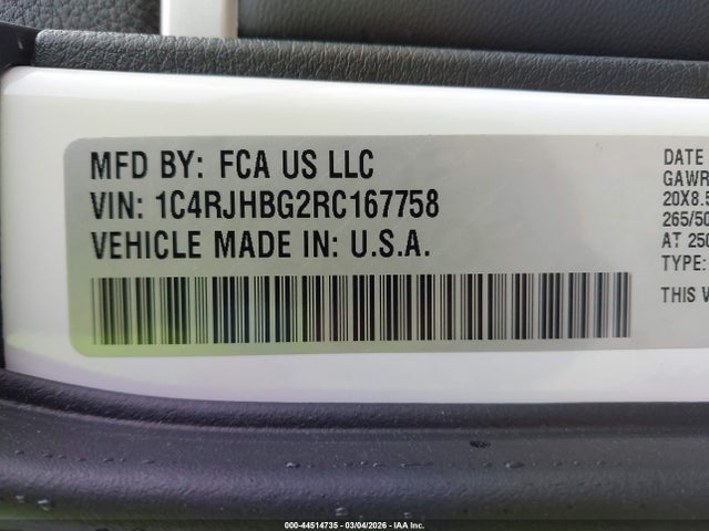 Продажа на аукционе авто 2024 Jeep Grand Cherokee Limited 4x4, vin: 1C4RJHBG2RC167758, номер лота: 44514735