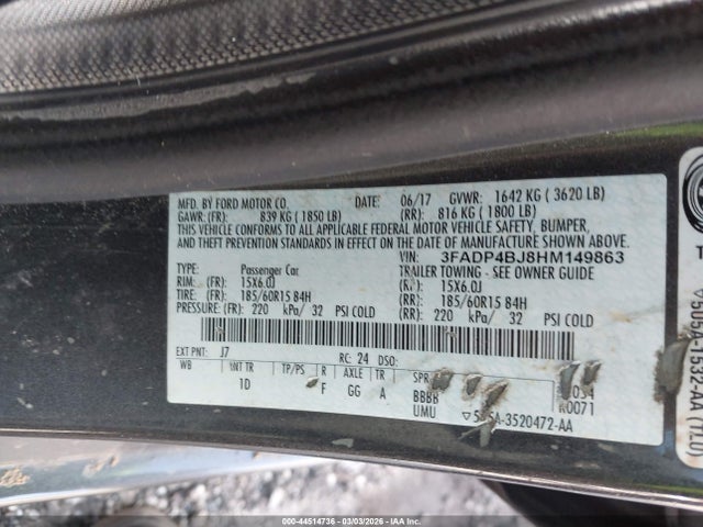Ford FIESTA SE 2017 3FADP4BJ8HM149863 Image 9