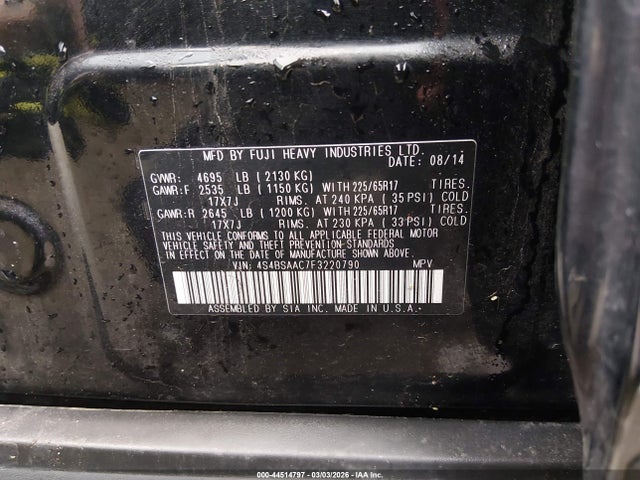 2015 SUBARU OUTBACK 4S4BSAAC7F3220790 Photo 8