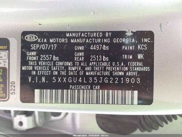 5XXGU4L35JG221903 KIA OPTIMA EX