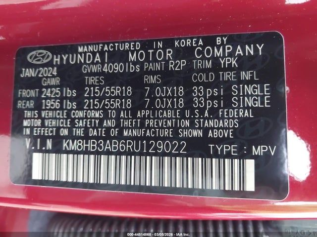 2024 HYUNDAI KONA KM8HB3AB6RU129022 Photo 8