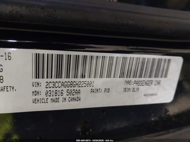 44514874 :رقم المزاد ، 2C3CCAGG8GH225001 vin ، 2016 Chrysler 300 300s مزاد بيع