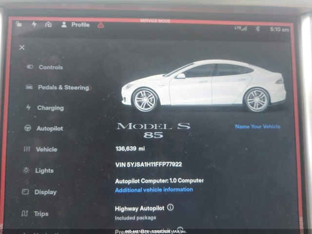 2015 TESLA MODEL S 5YJSA1H11FFP77922 Photo 6