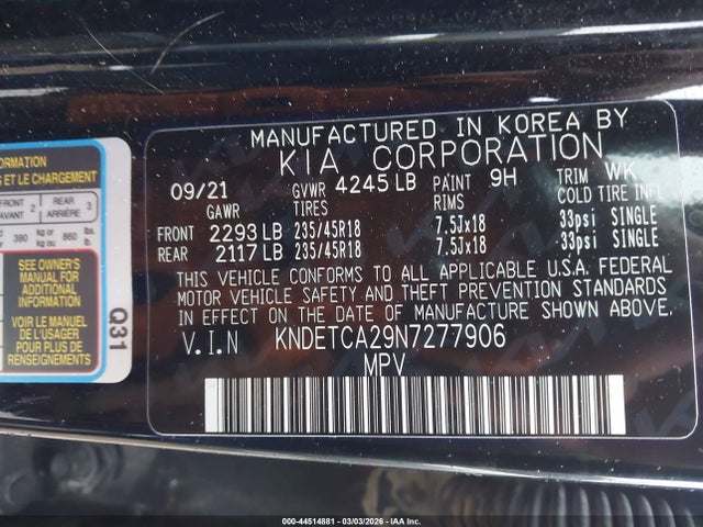 2022 Kia Seltos Sx Turbo მანქანა იყიდება აუქციონზე, vin: KNDETCA29N7277906, აუქციონის ნომერი: 44514881