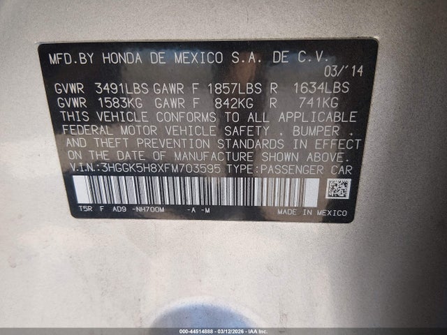 3HGGK5H8XFM703595 Honda Fit Ex/ex-l