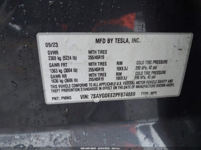 2023 TESLA MODEL Y 7SAYGDEE2PF874889 Photo 8