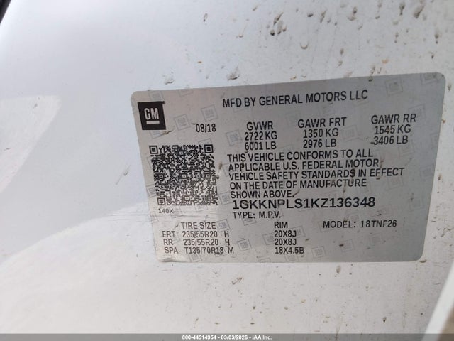Продажа на аукционе авто 2019 Gmc Acadia Denali, vin: 1GKKNPLS1KZ136348, номер лота: 44514954