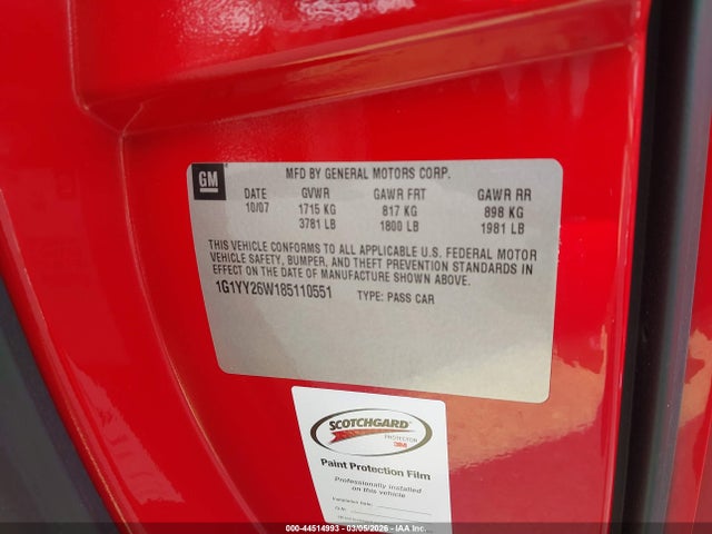 2008 CHEVROLET CORVETTE 1G1YY26W185110551 Photo 8