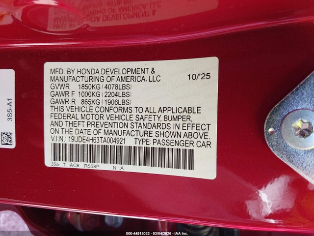 19UDE4H63TA004921 Acura Integra Fwd A-spec With Technology