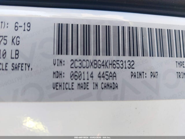 2019 Dodge Charger Sxt Rwd მანქანა იყიდება აუქციონზე, vin: 2C3CDXBG4KH653132, აუქციონის ნომერი: 44515024