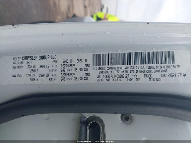 Продажа на аукционе авто 2012 Ram 1500 Slt, vin: 1C6RD7LT4CS188127, номер лота: 44515045