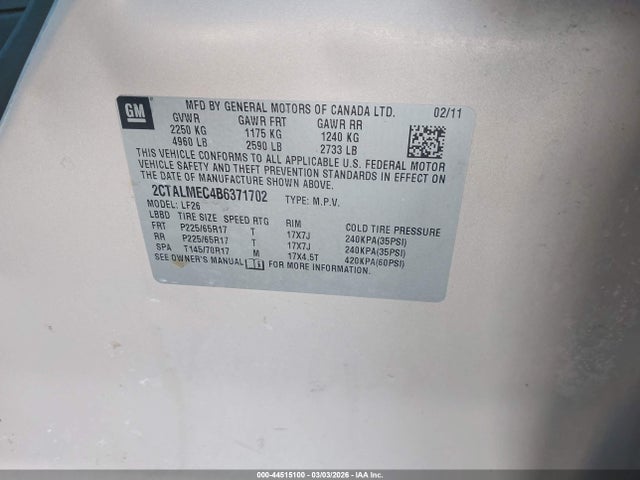 2011 Gmc Terrain Sle-1 მანქანა იყიდება აუქციონზე, vin: 2CTALMEC4B6371702, აუქციონის ნომერი: 44515100