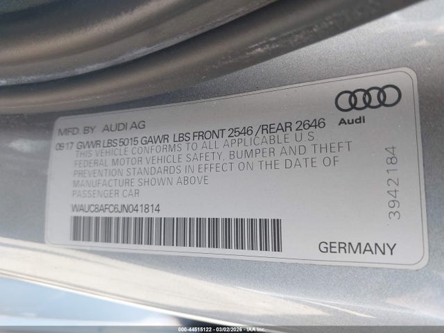 Продаж на аукціоні авто 2018 Audi A6 2.0t Premium/2.0t Sport, vin: WAUC8AFC6JN041814, номер лоту: 44515122