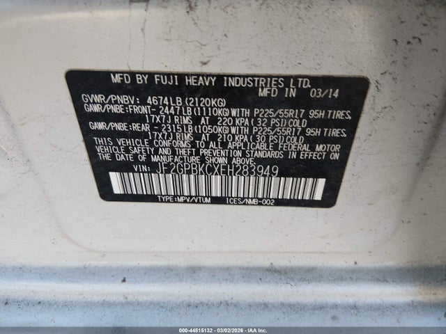 JF2GPBKCXEH283949 Subaru Xv Crosstrek Hybrid 2.0i Touring