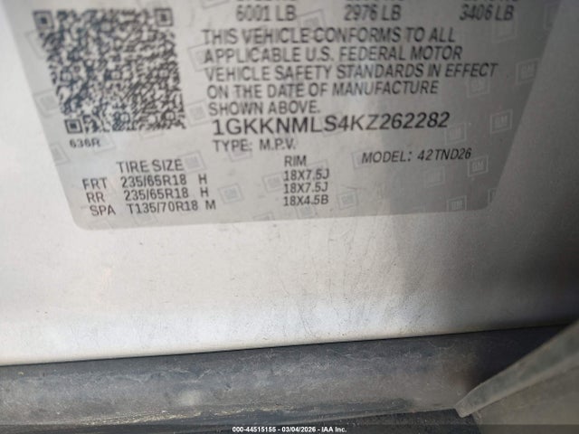 2019 GMC ACADIA 1GKKNMLS4KZ262282 Photo 8