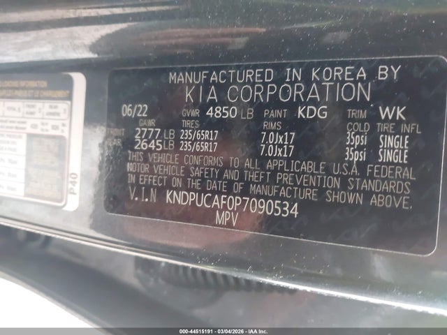 Aukcja sprzedaży 2023 Kia Sportage Lx, vin: KNDPUCAF0P7090534, numer aukcji: 44515191