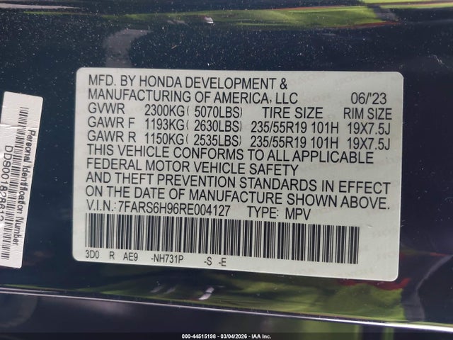 7FARS6H96RE004127 Honda Cr-v Hybrid Sport Touring
