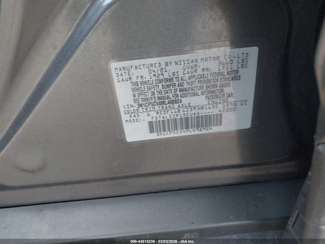 Aukcja sprzedaży 2021 Nissan Kicks Sv Xtronic Cvt, vin: 3N1CP5CV4ML498924, numer aukcji: 44515236