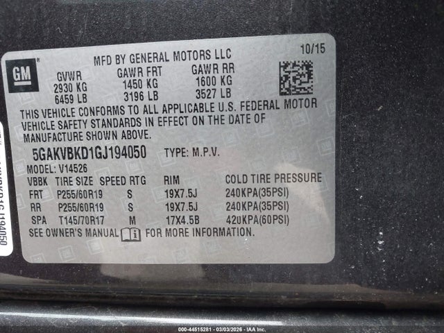 Продаж на аукціоні авто 2016 Buick Enclave Leather, vin: 5GAKVBKD1GJ194050, номер лоту: 44515281
