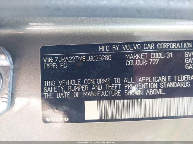 2020 VOLVO S60 7JRA22TM8LG039280 Photo 8