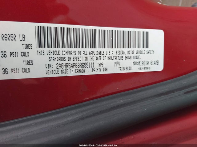 44515344 :رقم المزاد ، 2A8HR54P68R699111 vin ، 2008 Chrysler Town & Country Touring مزاد بيع