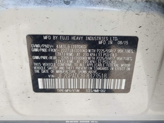 Subaru Xv Crosstrek 2.0i Premium 2015 JF2GPADC8F8323518 Image 9