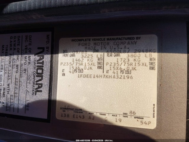 1989 FORD ECONOLINE 1FDEE14H7KHA32196 Photo 8