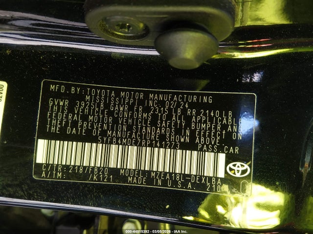 5YFB4MDE7RP141273 Toyota COROLLA LE