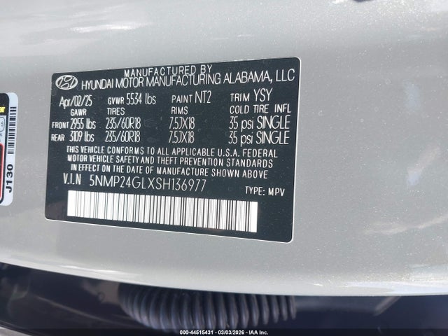 Hyundai Santa Fe Sel 2025 5NMP24GLXSH136977 Image 9