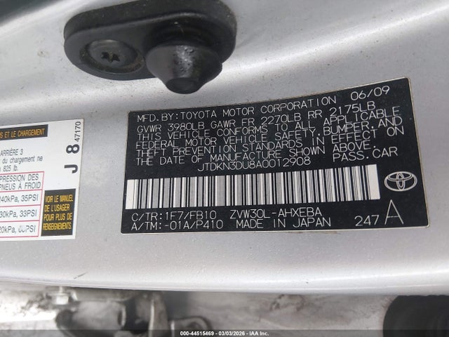 Aukcja sprzedaży 2010 Toyota Prius Iii, vin: JTDKN3DU8A0012908, numer aukcji: 44515469