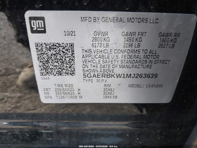 Aukcja sprzedaży 2021 Buick Enclave Fwd Essence, vin: 5GAERBKW1MJ263639, numer aukcji: 44515485