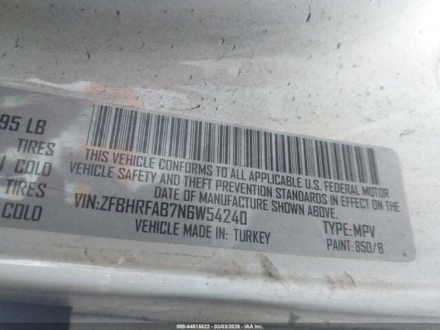 Продаж на аукціоні авто 2022 Ram Promaster City Cargo Van, vin: ZFBHRFAB7N6W54240, номер лоту: 44515522