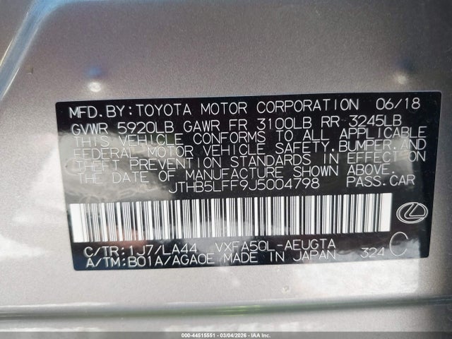 2018 LEXUS LS 500 JTHB5LFF9J5004798 Photo 8