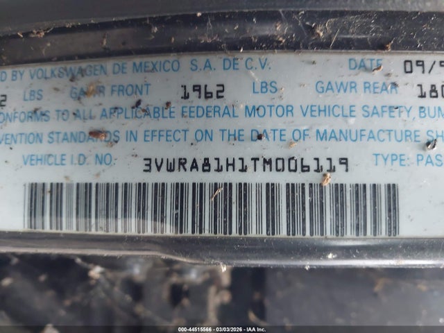 44515566 :رقم المزاد ، 3VWRA81H1TM006119 vin ، 1996 Volkswagen Jetta Gl مزاد بيع